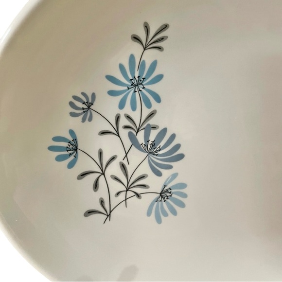 Edwin Knowles Evening Song Oval Serving Platter Vintage Blue Florals 12 5/8” MCM - Picture 4 of 7